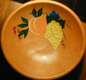 raspberry, peach, and grapes